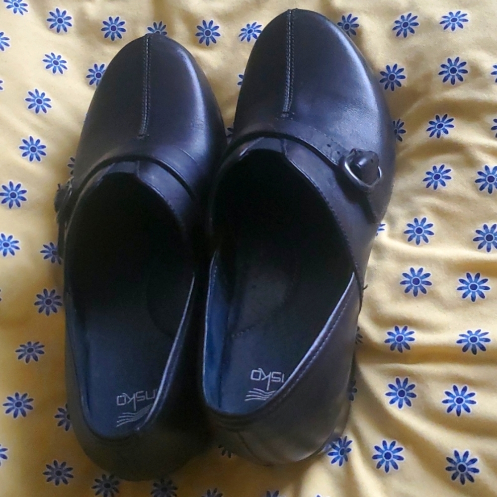 Dansko Black Leather Clogs Mule